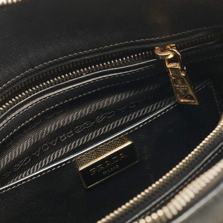 Pre Owned Prada Black Saffiano Leather Medium Promenade Bag