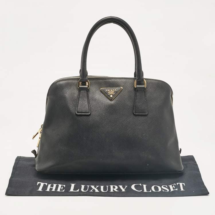 Pre Owned Prada Black Saffiano Leather Medium Promenade Bag