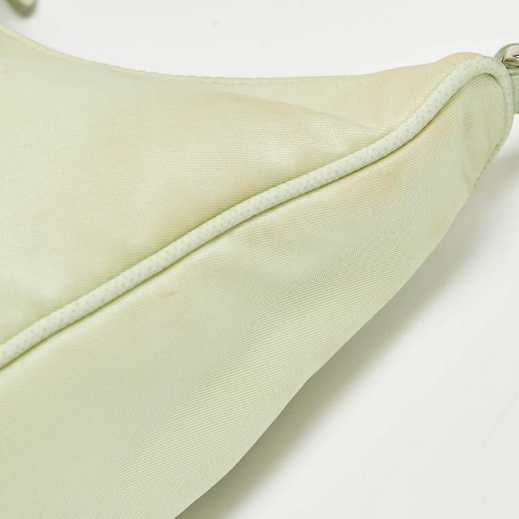 Pre Owned Prada Light Green Leather and Nylon Re-Edition 2005 Bag