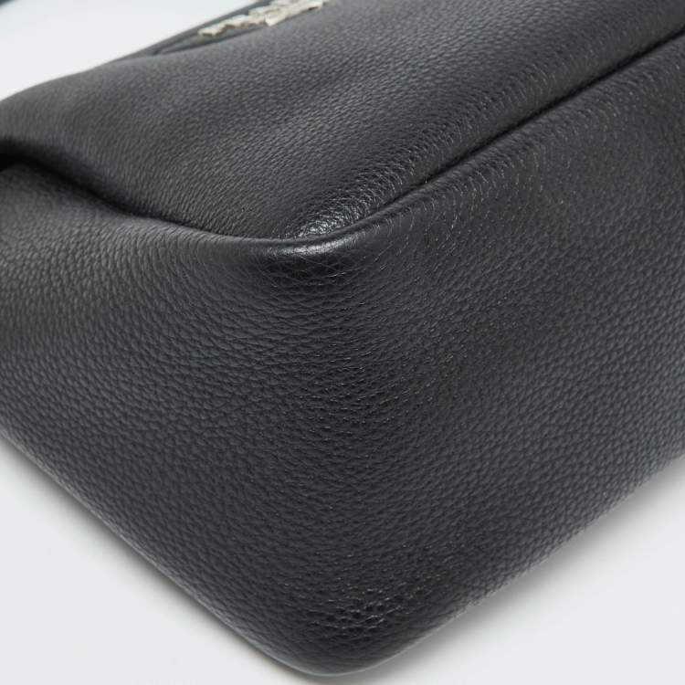 Pre Owned Prada Black Vitello Leather Daino Top Zip Satchel