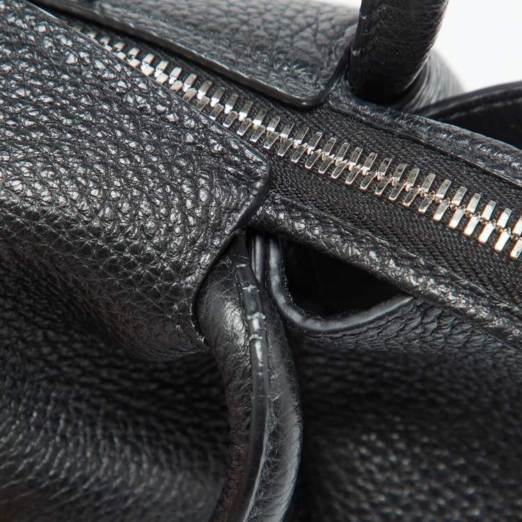 Pre Owned Prada Black Vitello Leather Daino Top Zip Satchel
