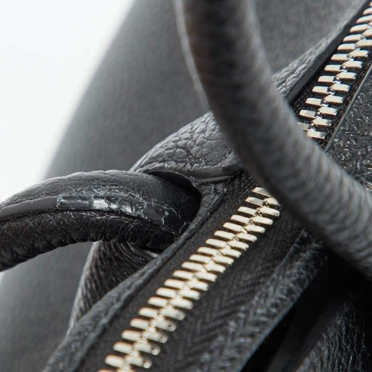 Pre Owned Prada Black Vitello Leather Daino Top Zip Satchel