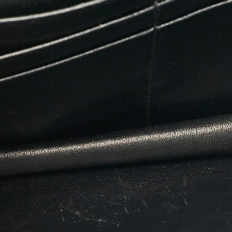 Pre Owned Prada Black Leather Logo Wallet On Chain