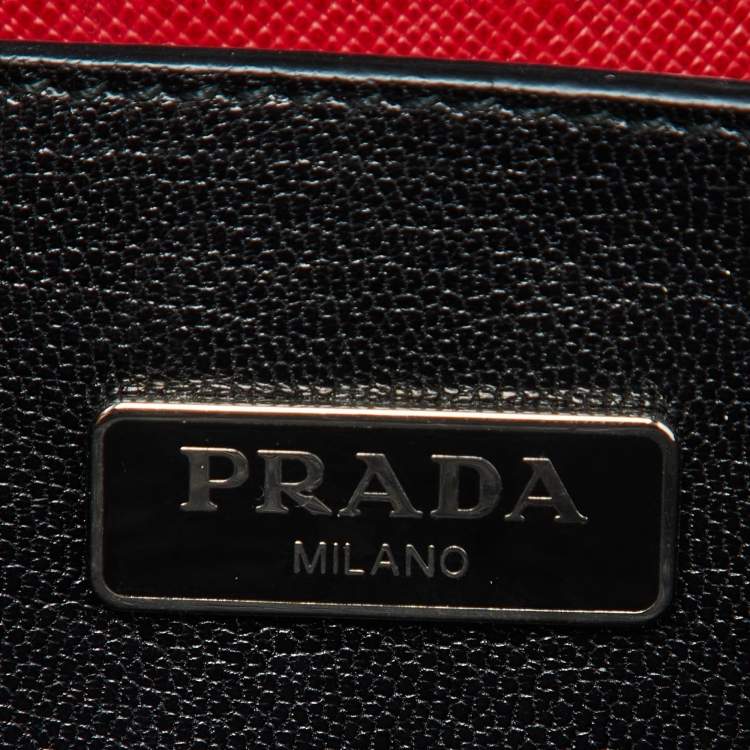 Pre Owned Prada Red Saffiano Lux Leather Mini Sound Flap Crossbody Bag