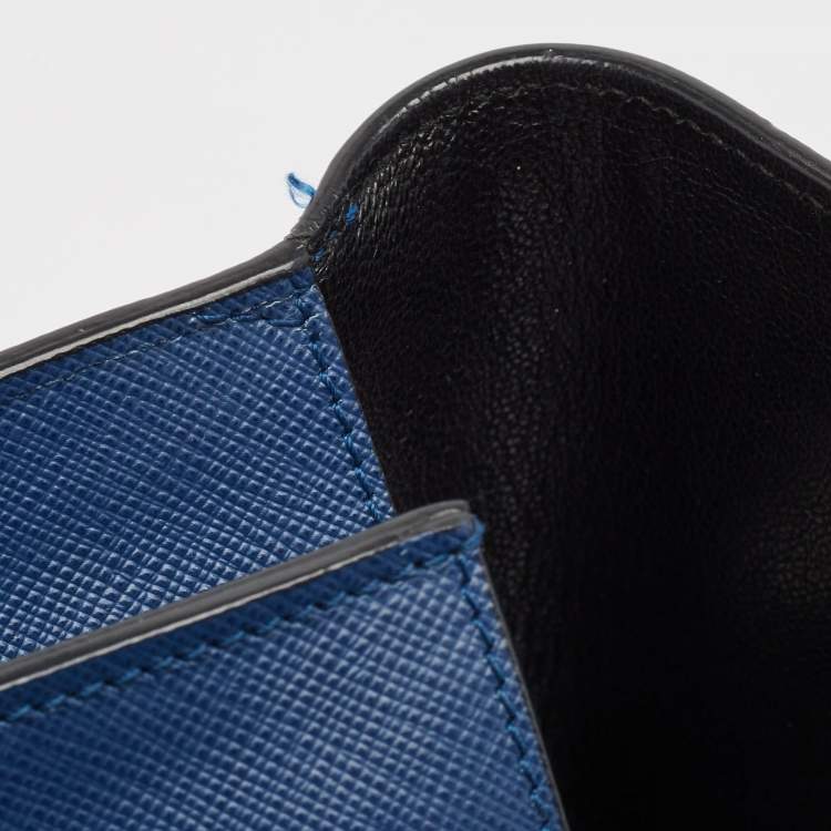 Pre Owned Prada Blue Saffiano Lux Leather Sound Clutch