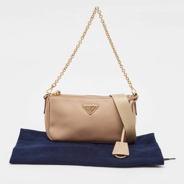 Pre Owned Prada Beige Saffiano Lux Leather Re-Edition 2000 Bag