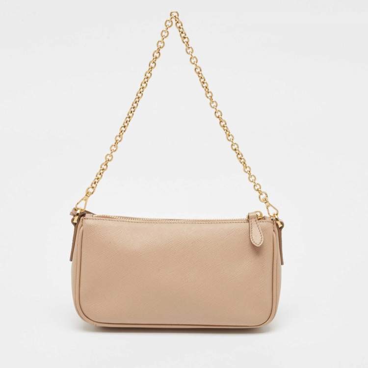 Pre Owned Prada Beige Saffiano Lux Leather Re-Edition 2000 Bag