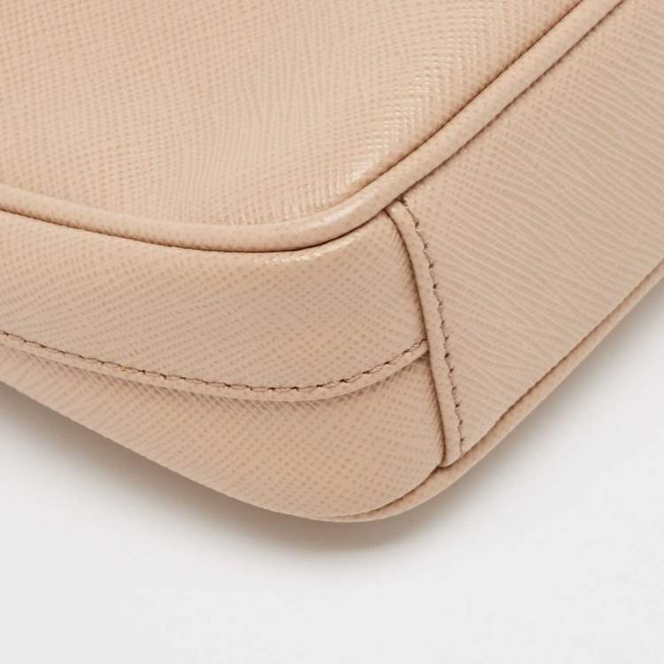Pre Owned Prada Beige Saffiano Lux Leather Re-Edition 2000 Bag