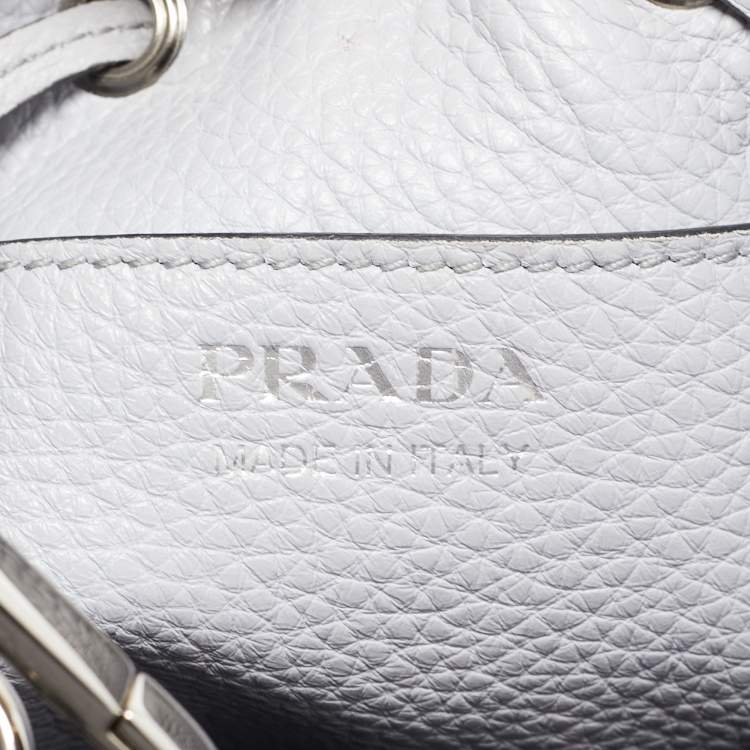 Pre Owned Prada Grey Vitello Daino Soft Leather Bucket Bag