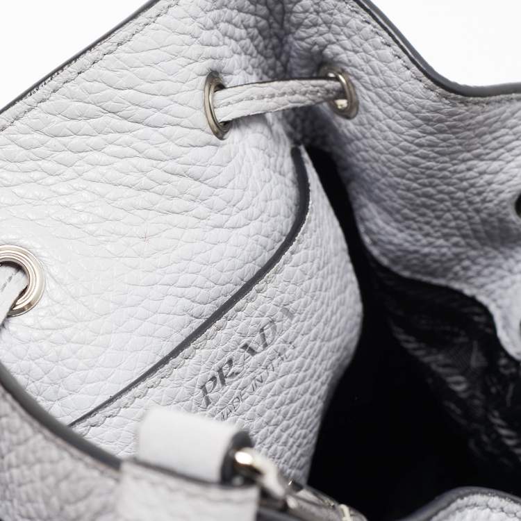 Pre Owned Prada Grey Vitello Daino Soft Leather Bucket Bag
