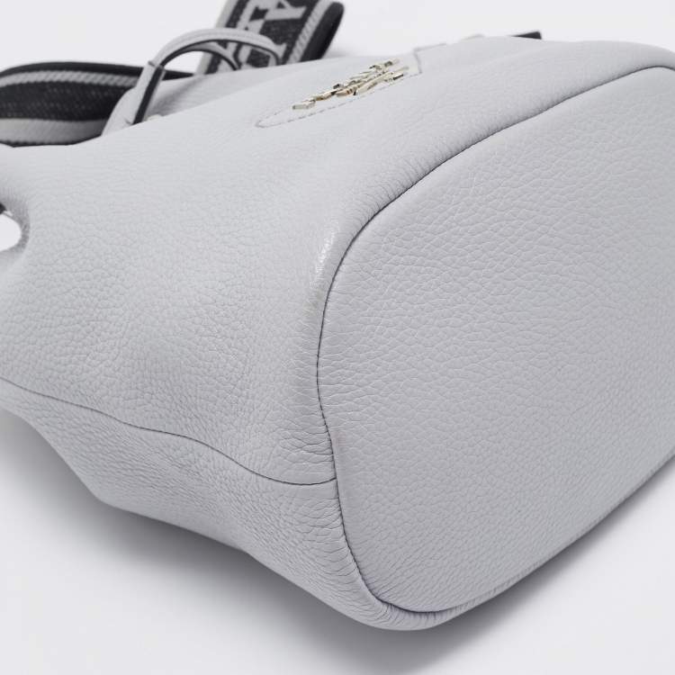 Pre Owned Prada Grey Vitello Daino Soft Leather Bucket Bag