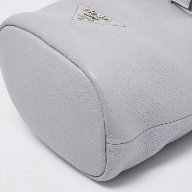 Pre Owned Prada Grey Vitello Daino Soft Leather Bucket Bag