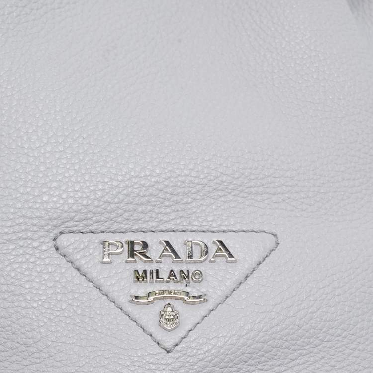 Pre Owned Prada Grey Vitello Daino Soft Leather Bucket Bag