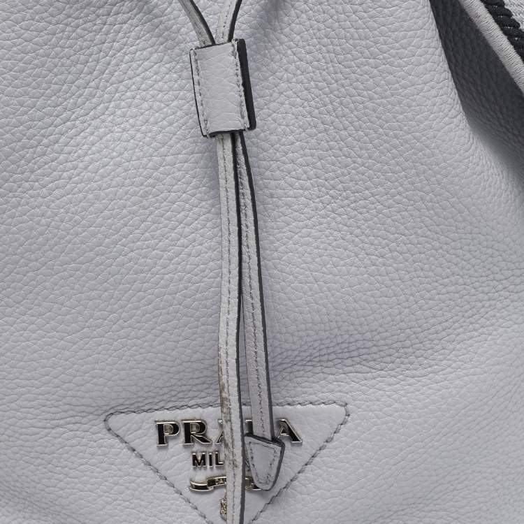 Pre Owned Prada Grey Vitello Daino Soft Leather Bucket Bag