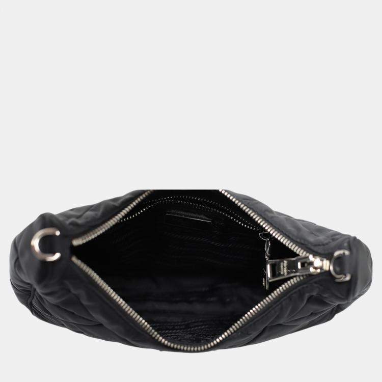 Pre Owned Prada Black Nylon Triangle Padded Shoulder Bag 