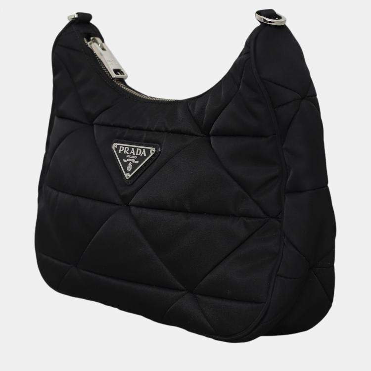 Pre Owned Prada Black Nylon Triangle Padded Shoulder Bag 