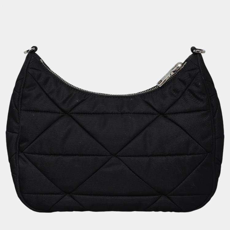 Pre Owned Prada Black Nylon Triangle Padded Shoulder Bag 