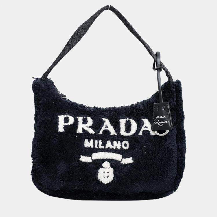 Pre Owned Prada Black Fabric Re- Edition 2000 Terry Bag 