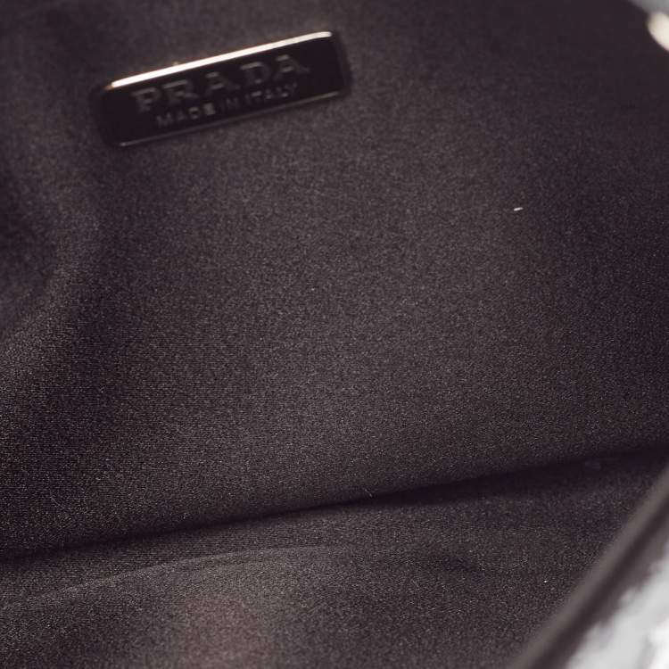 Pre Owned Prada Black Satin and Sequins Small Cleo Hobo