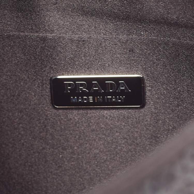 Pre Owned Prada Black Satin and Sequins Small Cleo Hobo