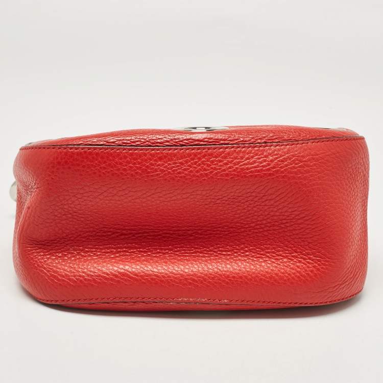 Pre Owned Prada Red Leather Grommet Shoulder Bag