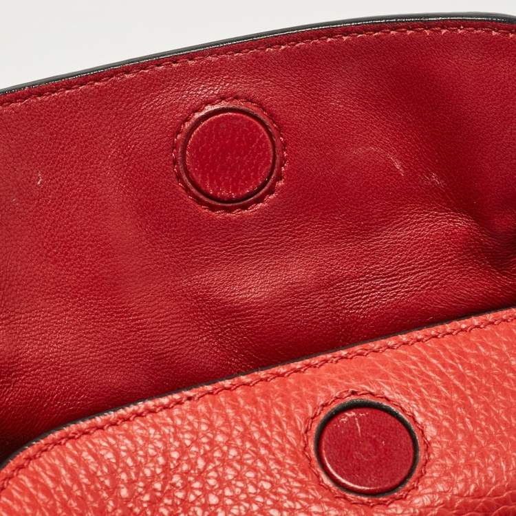 Pre Owned Prada Red Leather Grommet Shoulder Bag