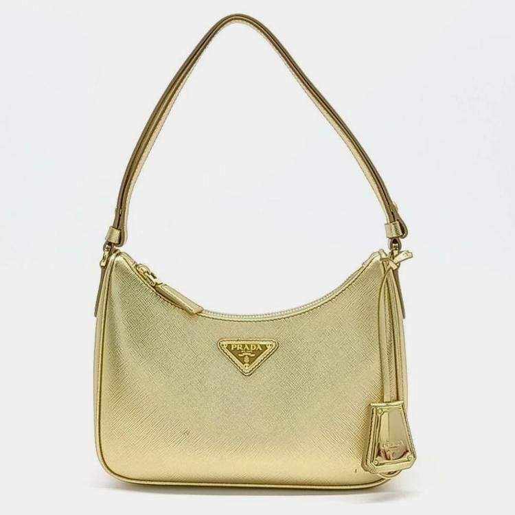Pre Owned Prada Saffiano Tesuto Hobo Bag