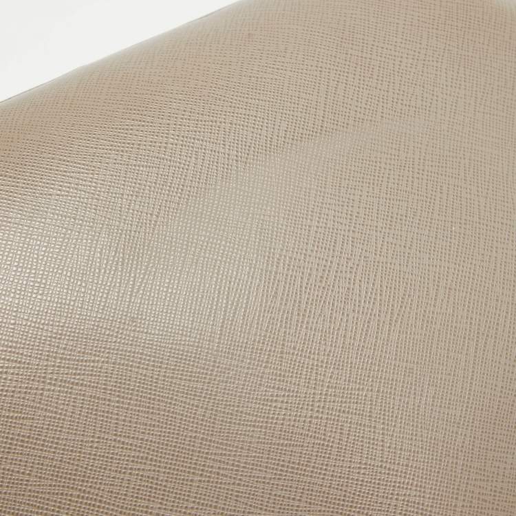 Pre Owned Prada Grey Saffiano Lux Leather Medium Double Zip Tote