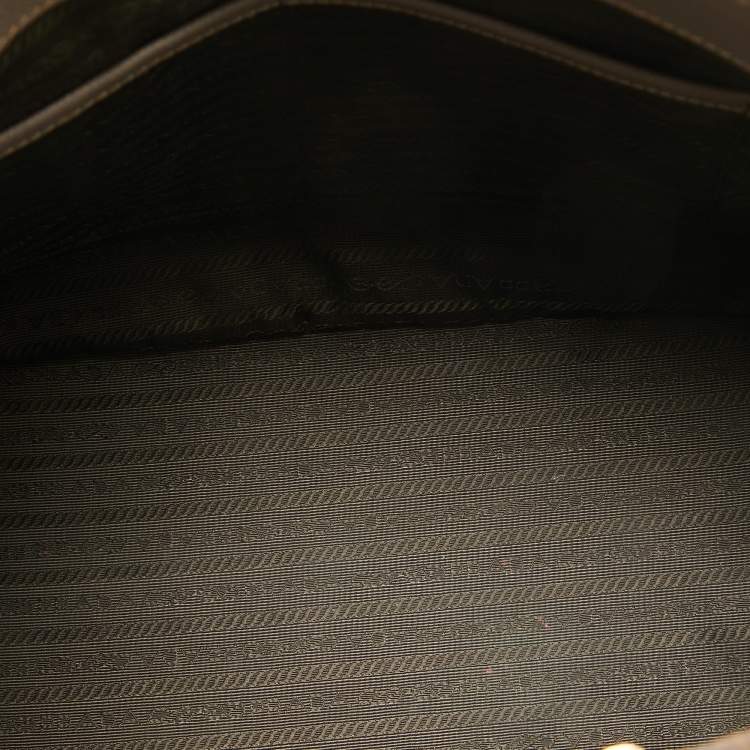 Pre Owned Prada Grey Saffiano Lux Leather Medium Double Zip Tote