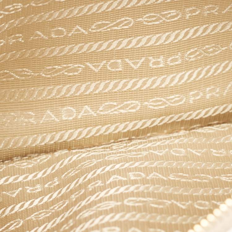 Pre Owned Prada White Saffiano Lux Leather Slim Pochette Bag
