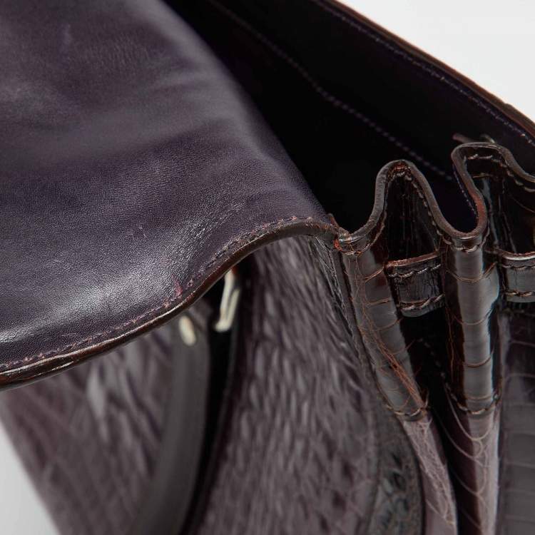 Pre Owned Prada Multicolor Crocodile Leather Lucido Lock Bag