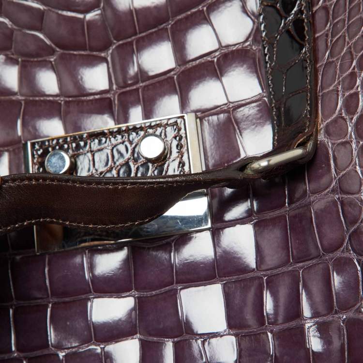 Pre Owned Prada Multicolor Crocodile Leather Lucido Lock Bag