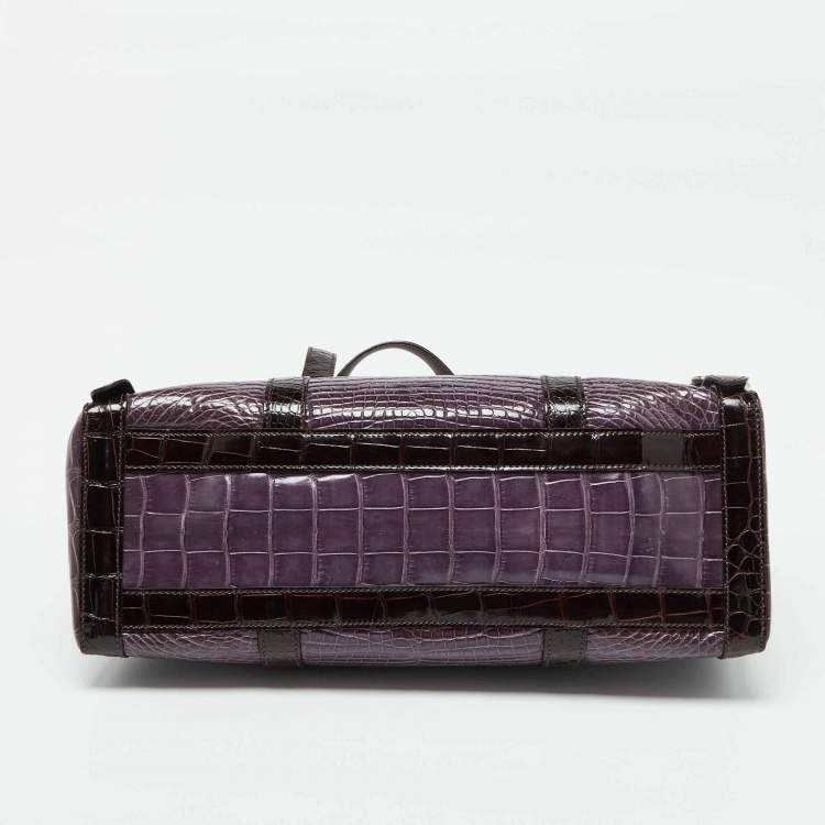 Pre Owned Prada Multicolor Crocodile Leather Lucido Lock Bag