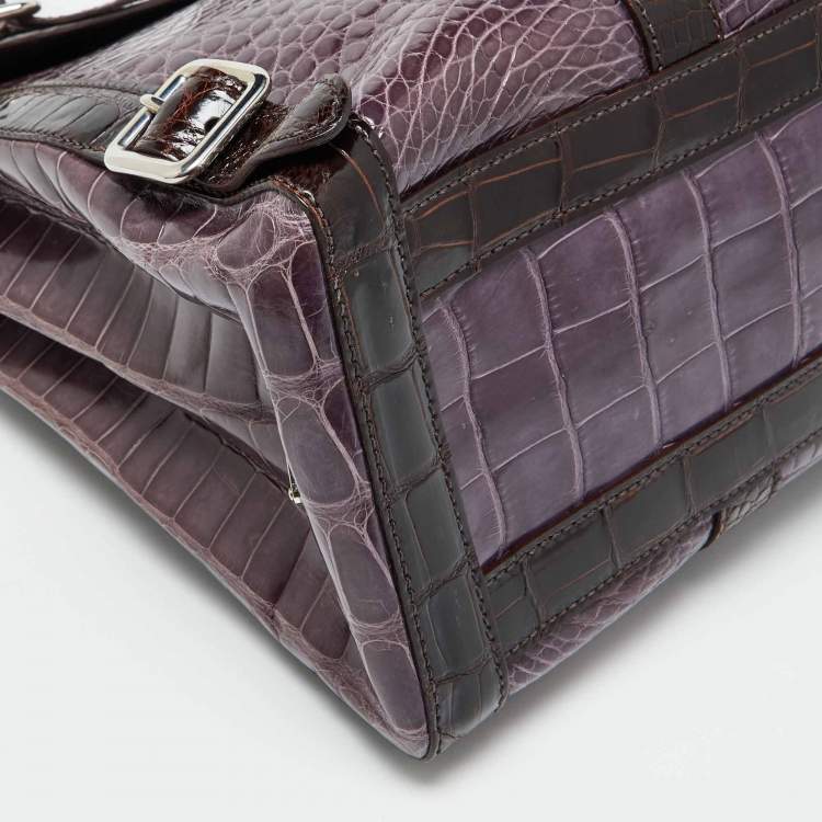 Pre Owned Prada Multicolor Crocodile Leather Lucido Lock Bag