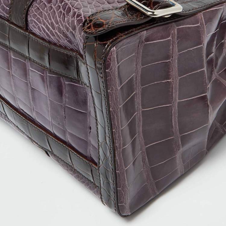 Pre Owned Prada Multicolor Crocodile Leather Lucido Lock Bag