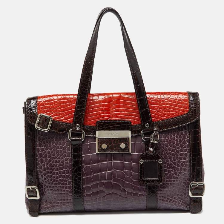 Prada Multicolor Crocodile Leather Lucido Lock Bag Prada TLC