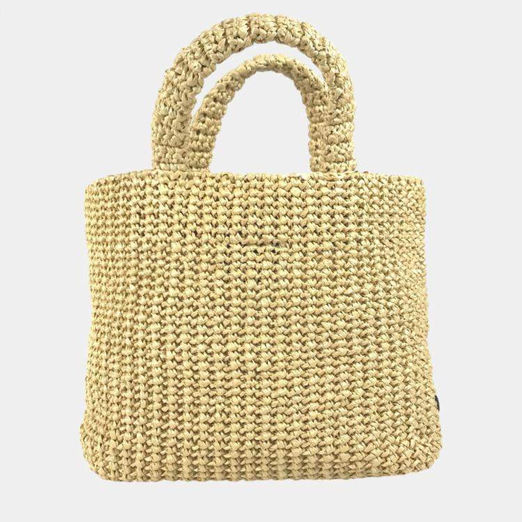 Pre Owned Prada Straw Bag natural Beige Tote Bag
