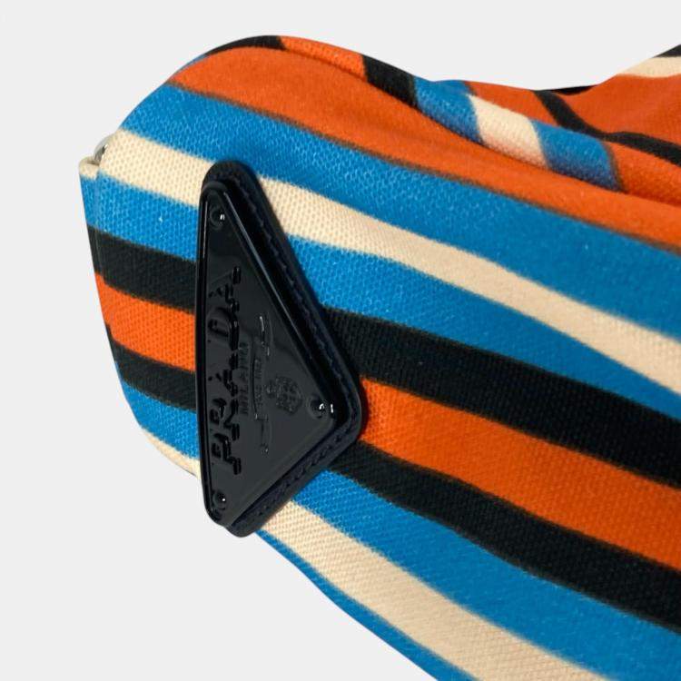 مملوكة مسبقًا Prada Orange Blue x Black stripe crossbody Bag