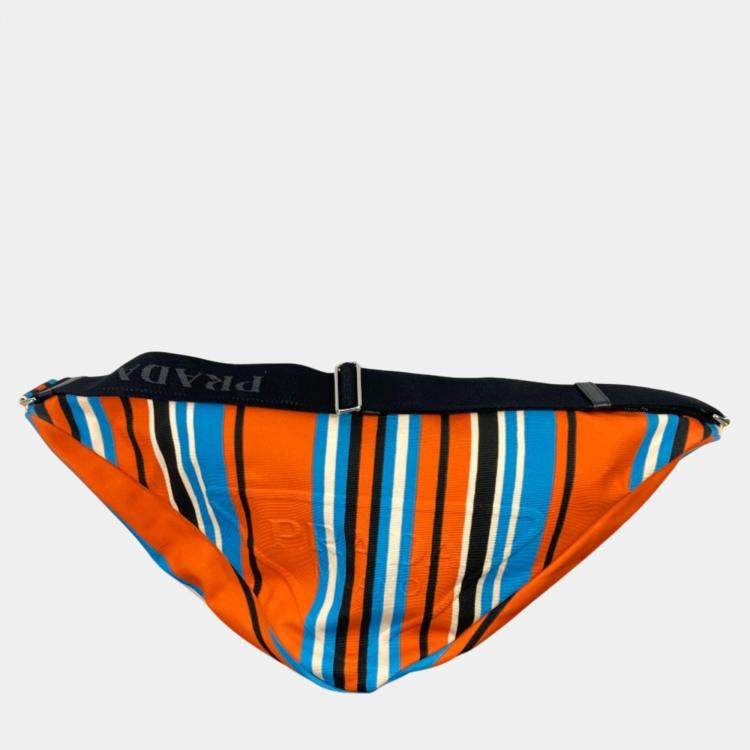 مملوكة مسبقًا Prada Orange Blue x Black stripe crossbody Bag