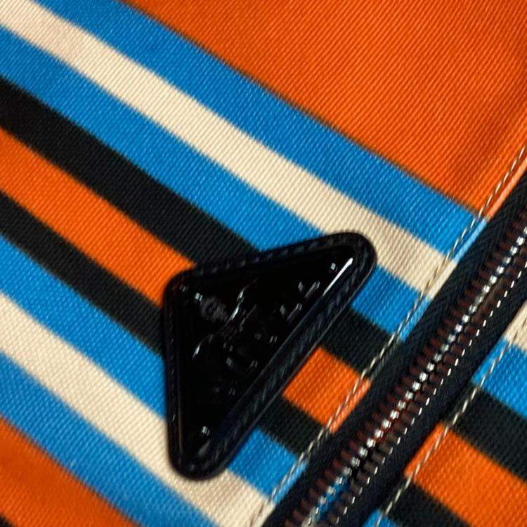 مملوكة مسبقًا Prada Orange Blue x Black stripe crossbody Bag