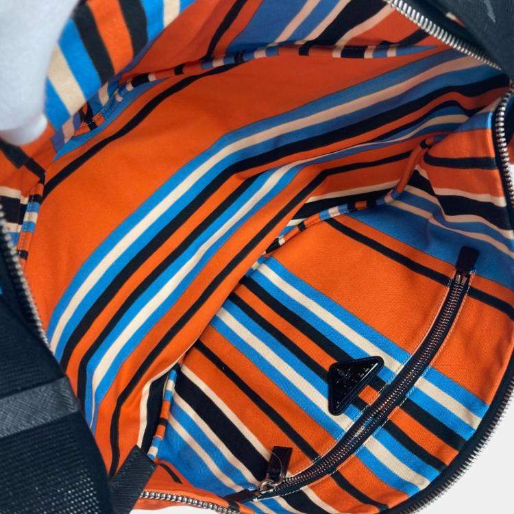 مملوكة مسبقًا Prada Orange Blue x Black stripe crossbody Bag