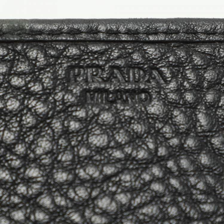 Pre Owned Prada Black Leather Flap Continental Wallet