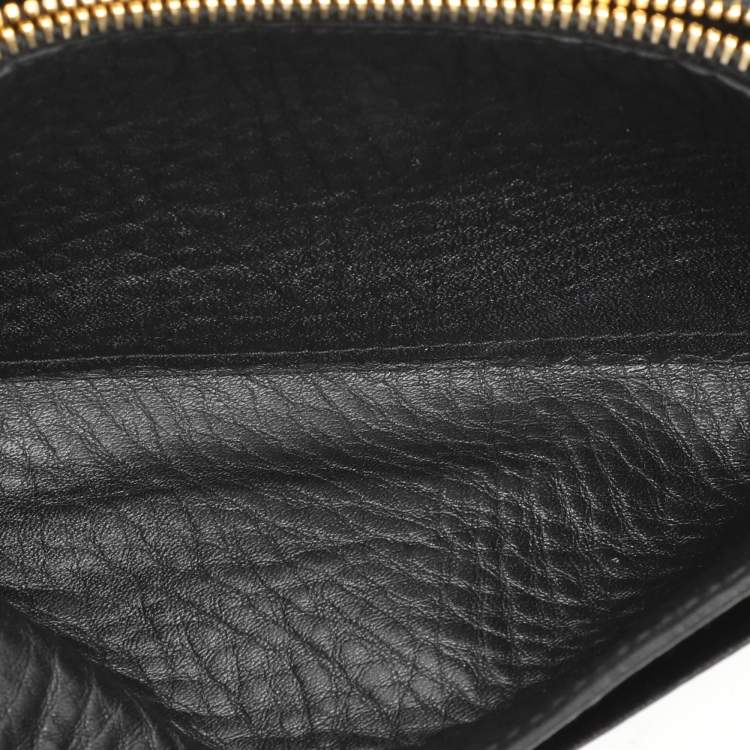 Pre Owned Prada Black Leather Flap Continental Wallet