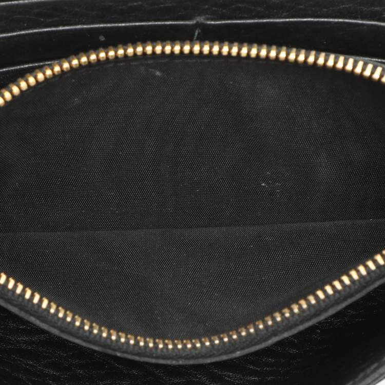 Pre Owned Prada Black Leather Flap Continental Wallet
