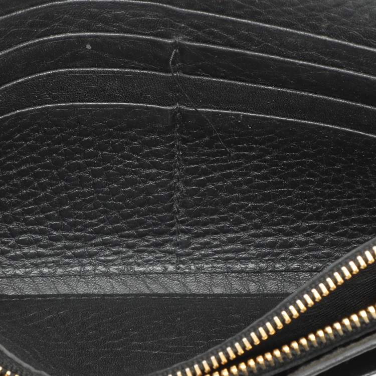 Pre Owned Prada Black Leather Flap Continental Wallet