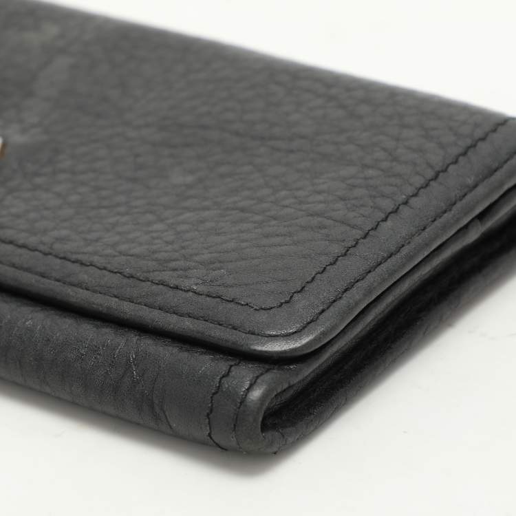 Pre Owned Prada Black Leather Flap Continental Wallet