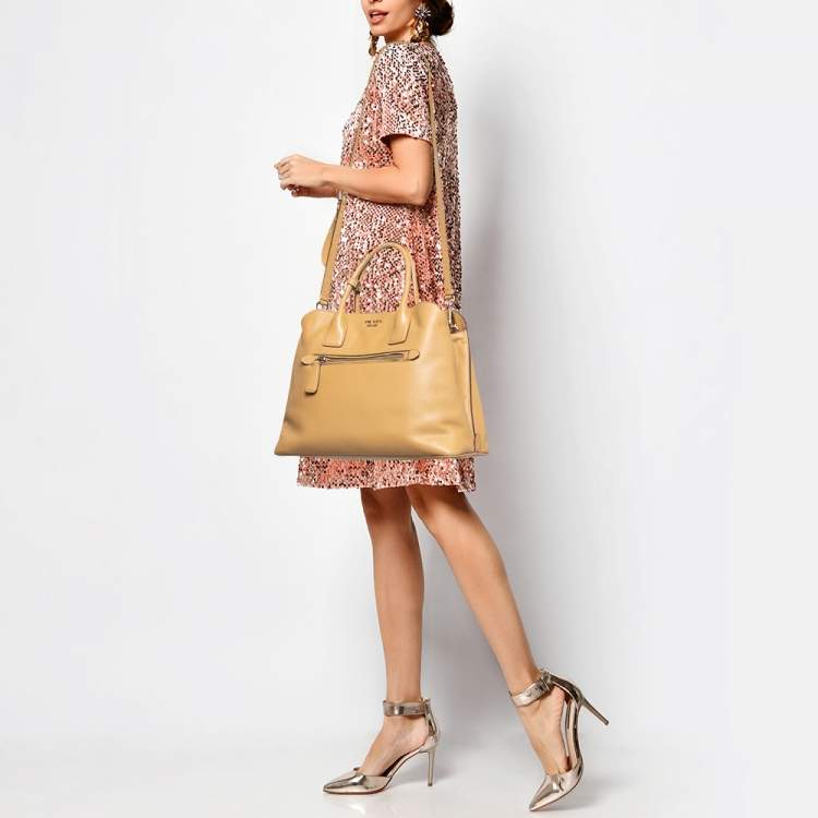 Pre Owned Prada Tan Saffiano Cuir Leather Open Promenade Satchel