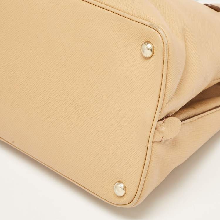 Pre Owned Prada Tan Saffiano Cuir Leather Open Promenade Satchel
