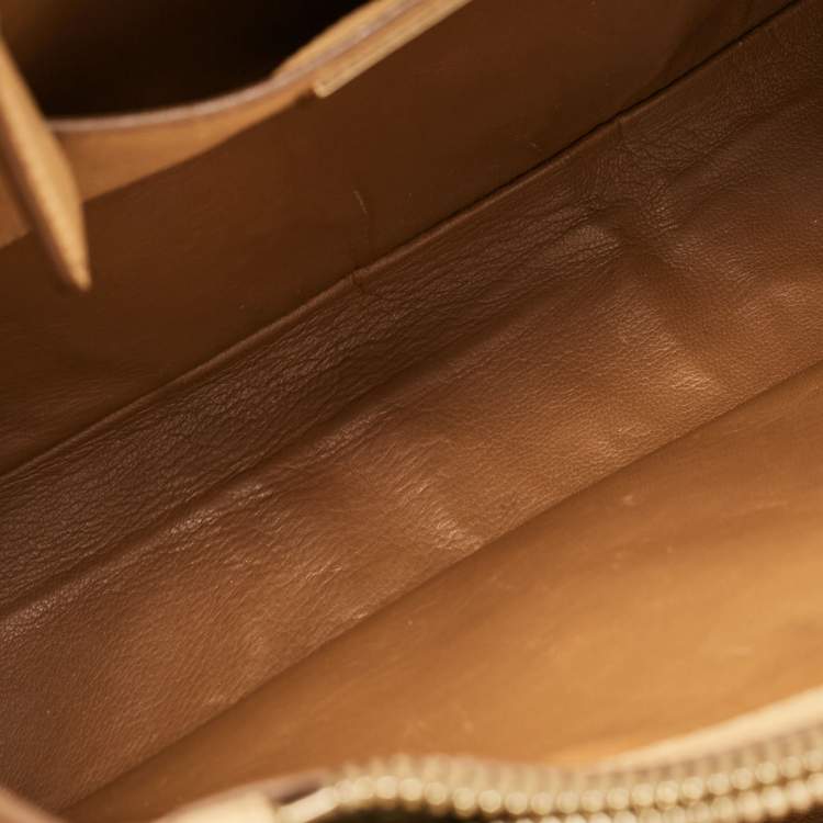 Pre Owned Prada Tan Saffiano Cuir Leather Open Promenade Satchel