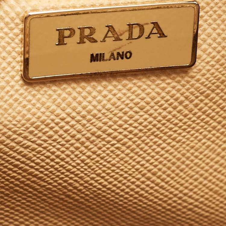 Pre Owned Prada Tan Saffiano Cuir Leather Open Promenade Satchel